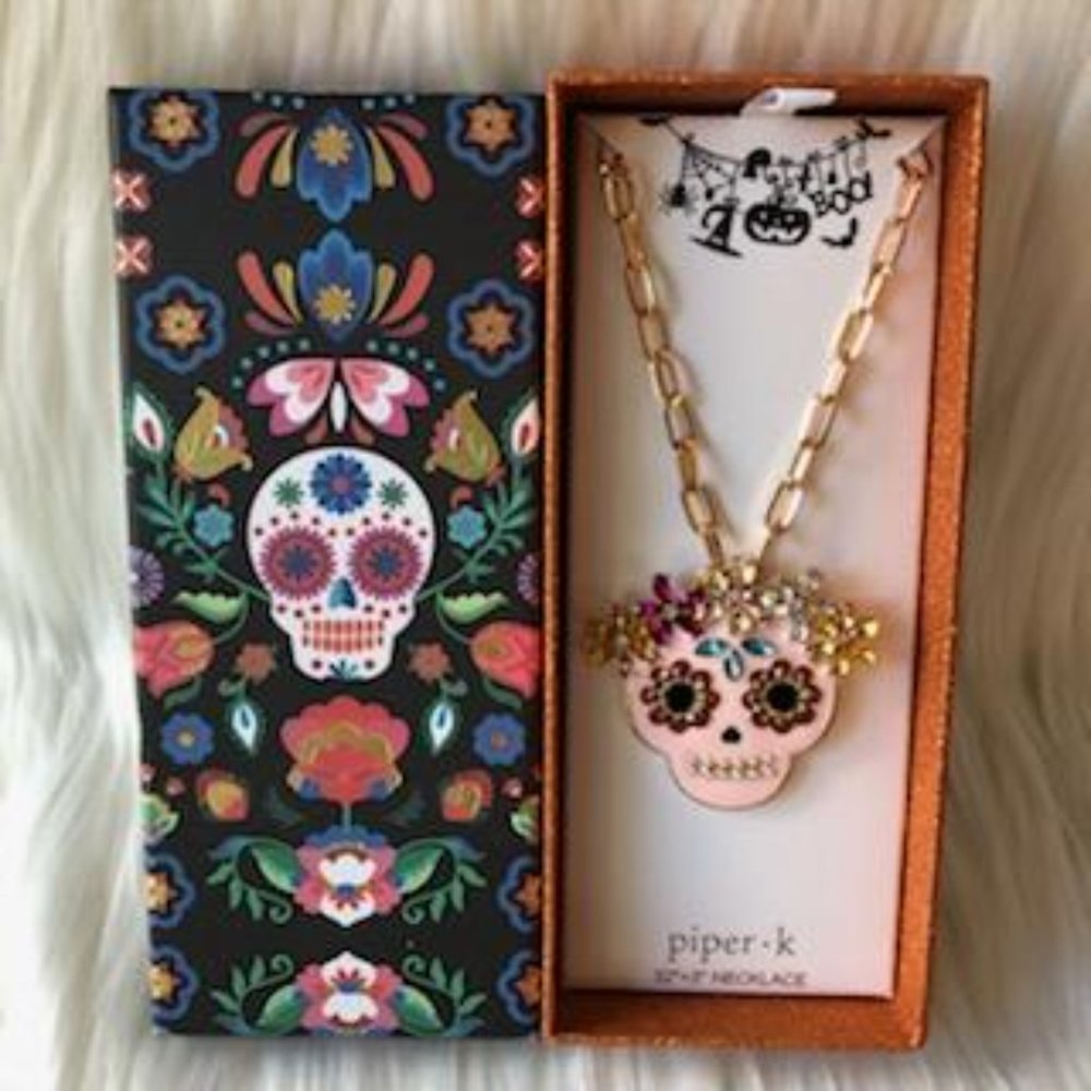 Piper K Sugar Skull Long Necklace